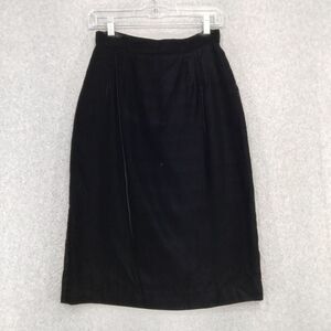 Vintage Cortland Collection USA Made Velour Black Midi Pencil Skirt Womens Sz 6